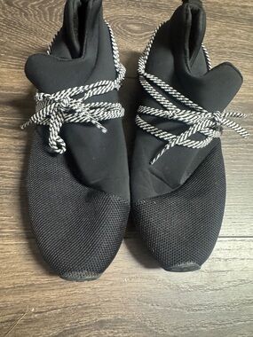 a new day Black Slip-On Knit Sneakers with Black & White Laces